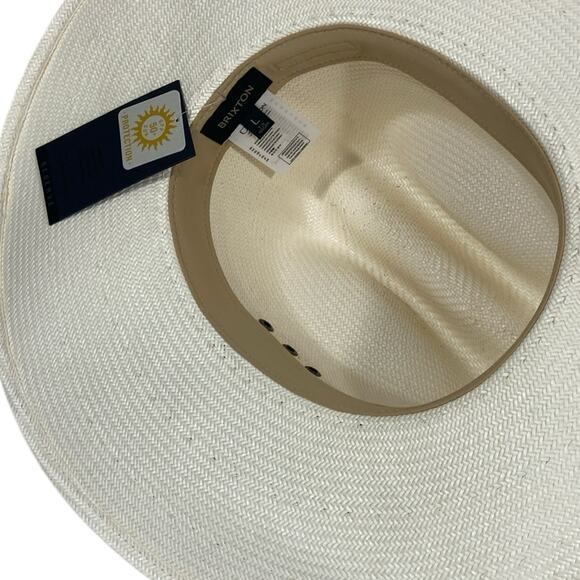 BRIXTON $129 El Paso Shantung Straw Reserve Cowboy Hat - Off White M - Picture 4 of 7